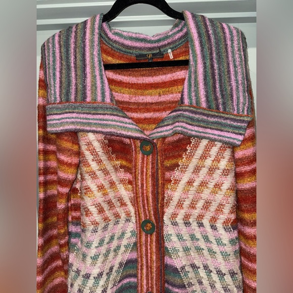 GJB New York Striped Mohair Blend Y2K Retro Boho Sweater- Medium- Made In Turkey - Picture 4 of 16